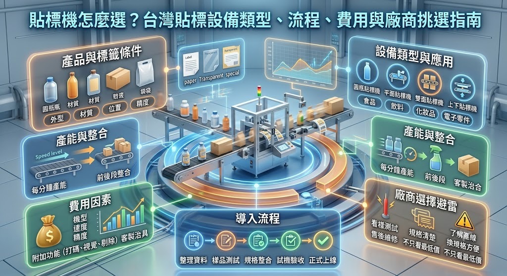 貼標機怎麼選?台灣貼標設備類型、流程、費用與廠商挑選指南